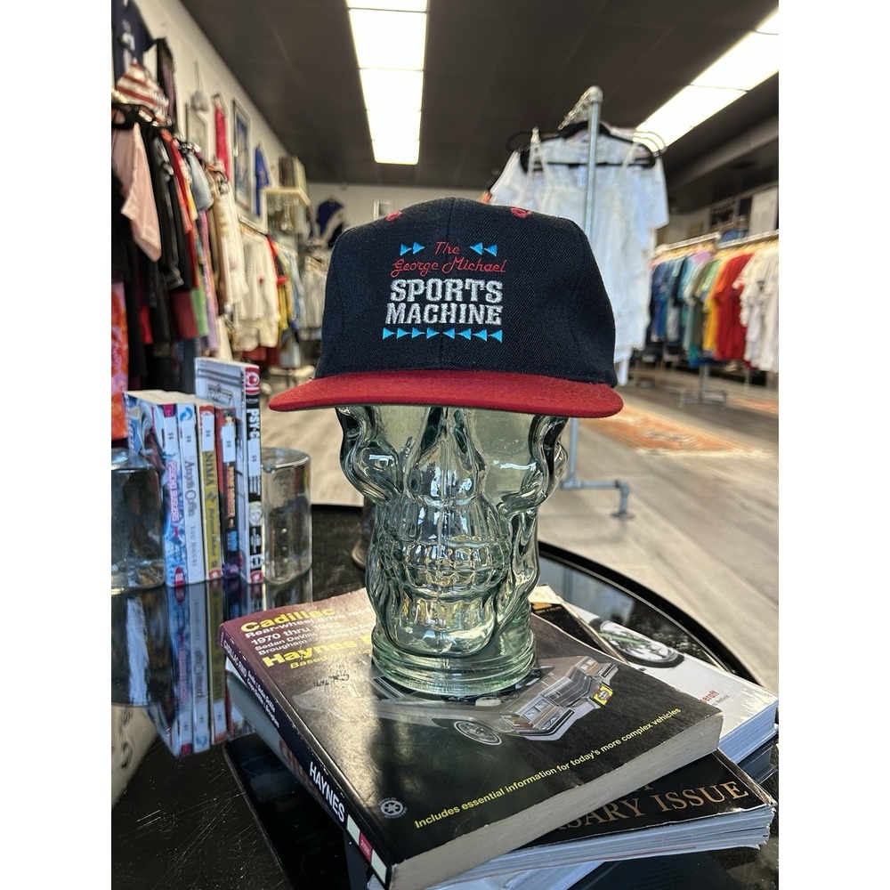 Vintage 90s The Sports Machine Black SnapBack Hat Red Brim One Size